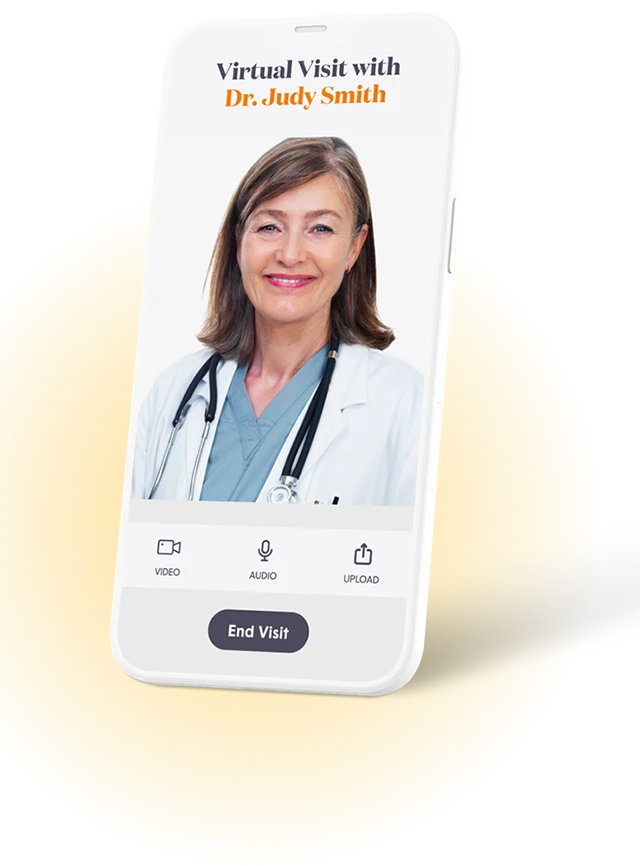 Image of physician on mobile device providing patient-centered telehealth solutions